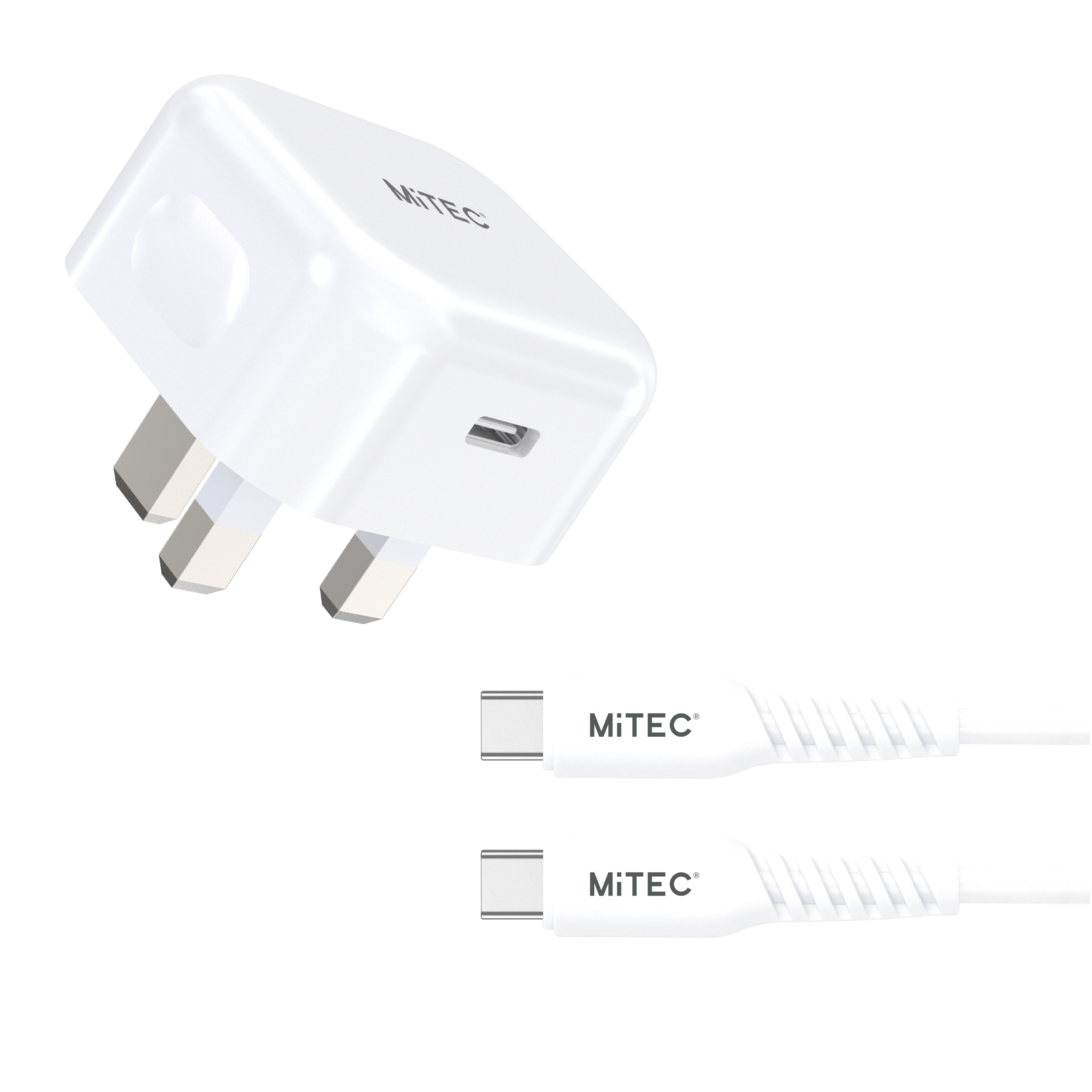 MiTEC MiPOWER USB PD Mains Charger 20W + USB Type-C White