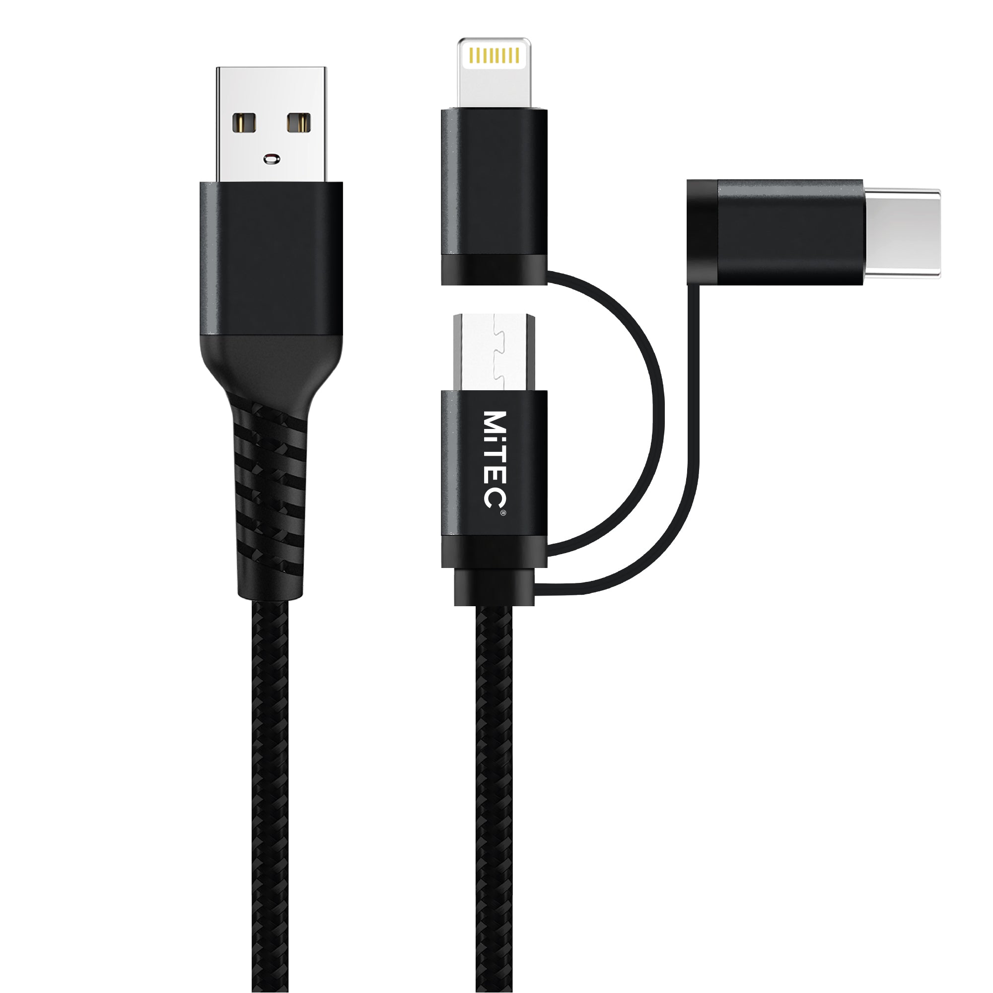 MiTEC UNIVERSAL USB- MFI/Micro/Type-C Cable 1m