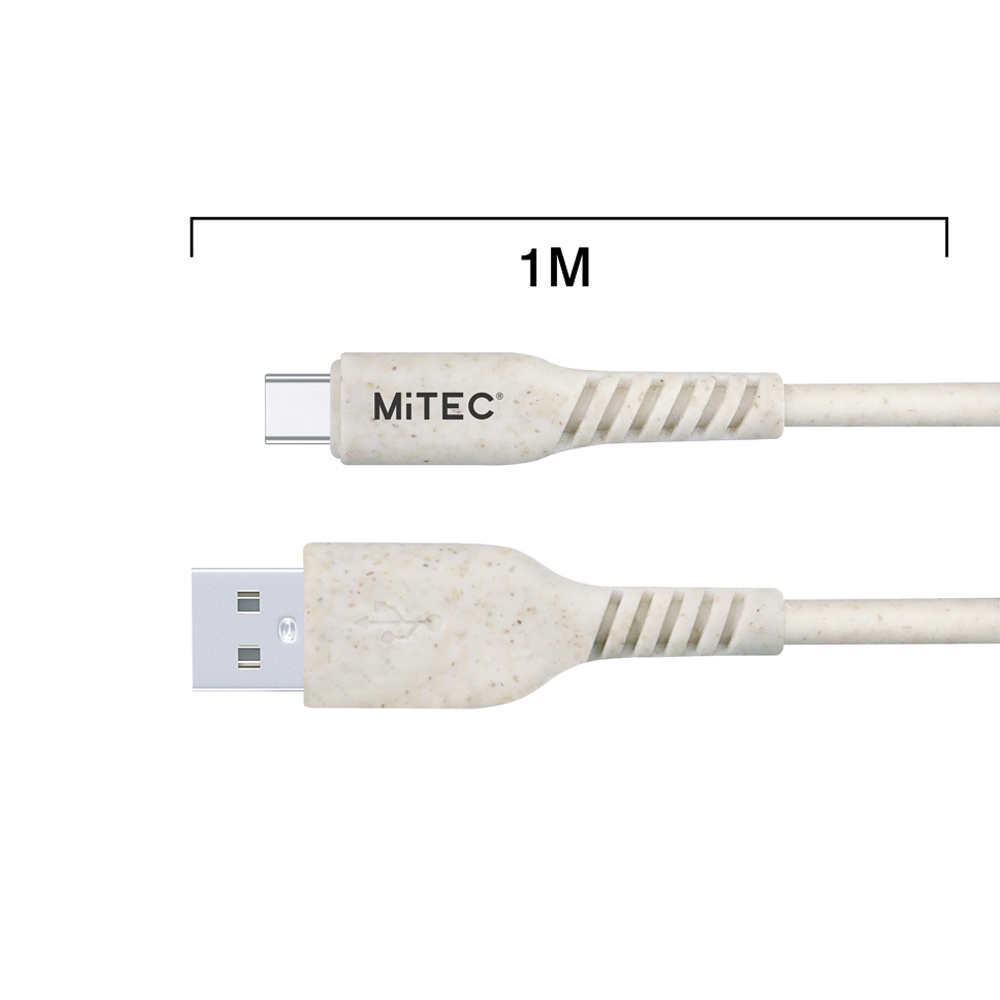 MiTEC Bioplastics USB-C to USB-A Cable - 1m - Natural