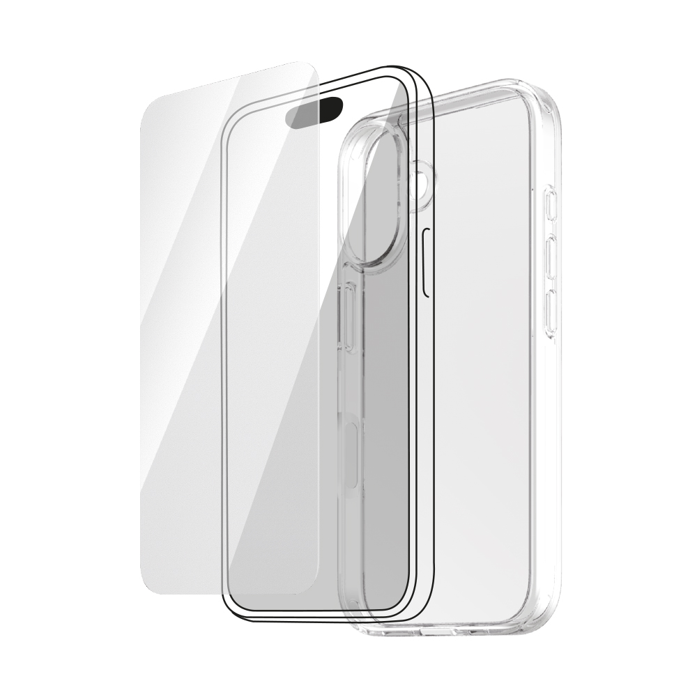 MiTEC MiPROTECT iPhone 16+ Phone Case & Glass Bundle - Clear
