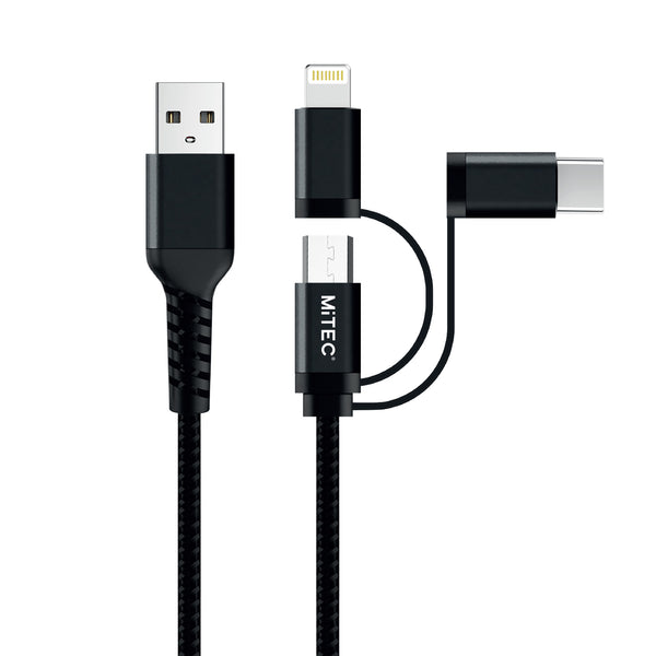 MiTEC MiPOWER Universal Lightning | USB-C | Micro USB to USB-A Braided