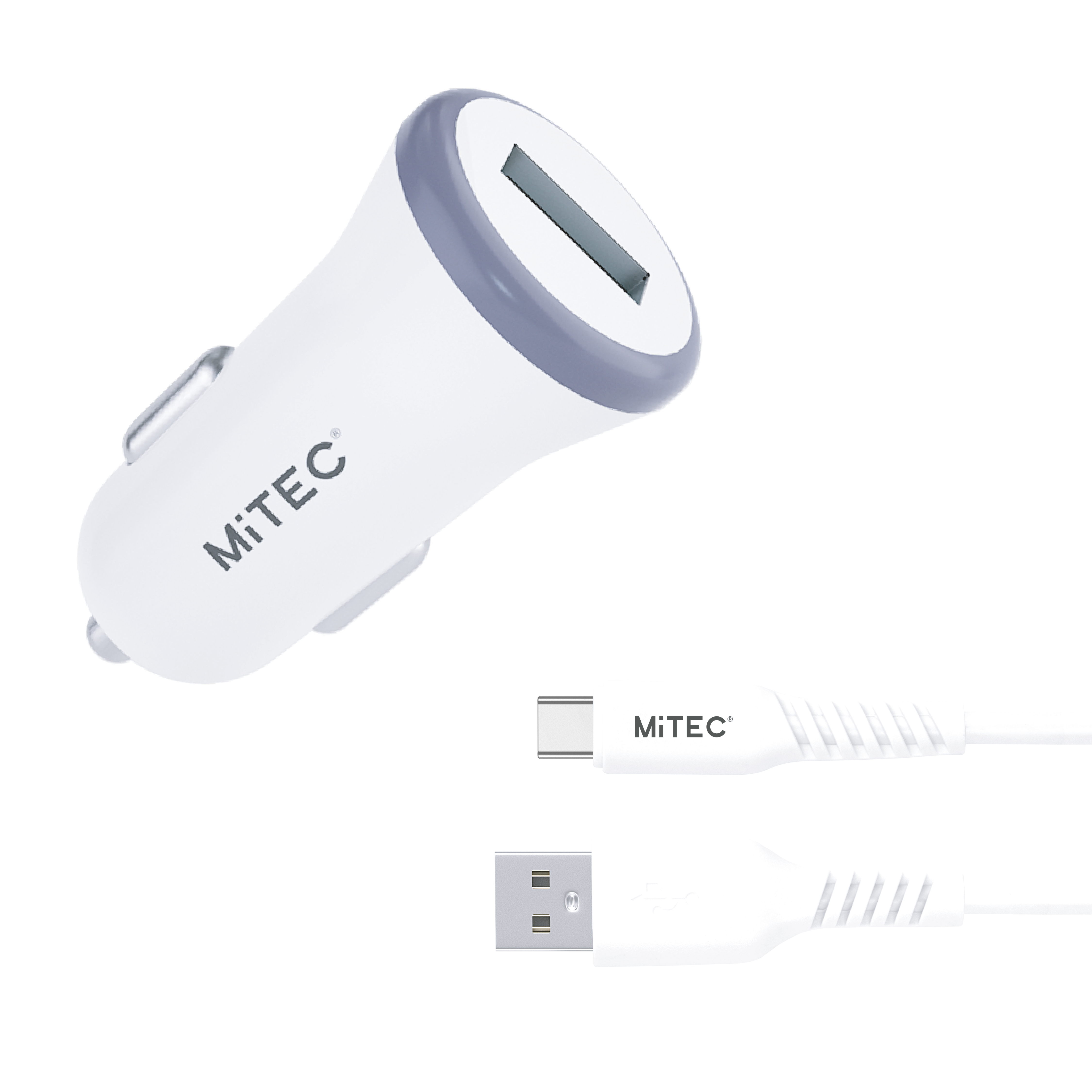 MiTEC MiPOWER In Car Charger + USB Type-C 1M White