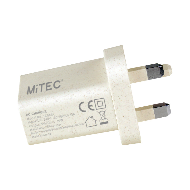 MiTEC BIO Universal 2A USB Mains Charger Beige