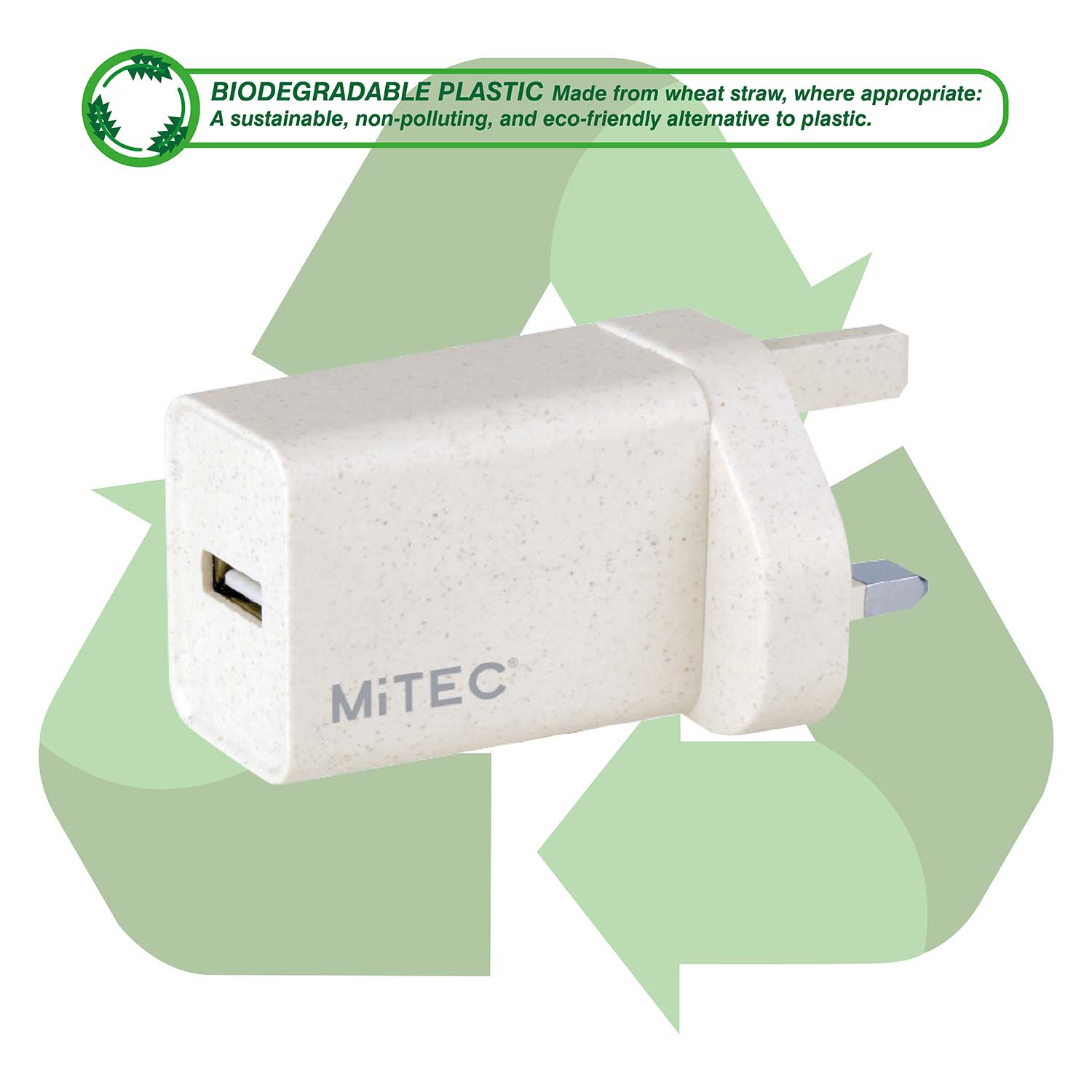 MiTEC BIO Universal 2A USB Mains Charger Beige