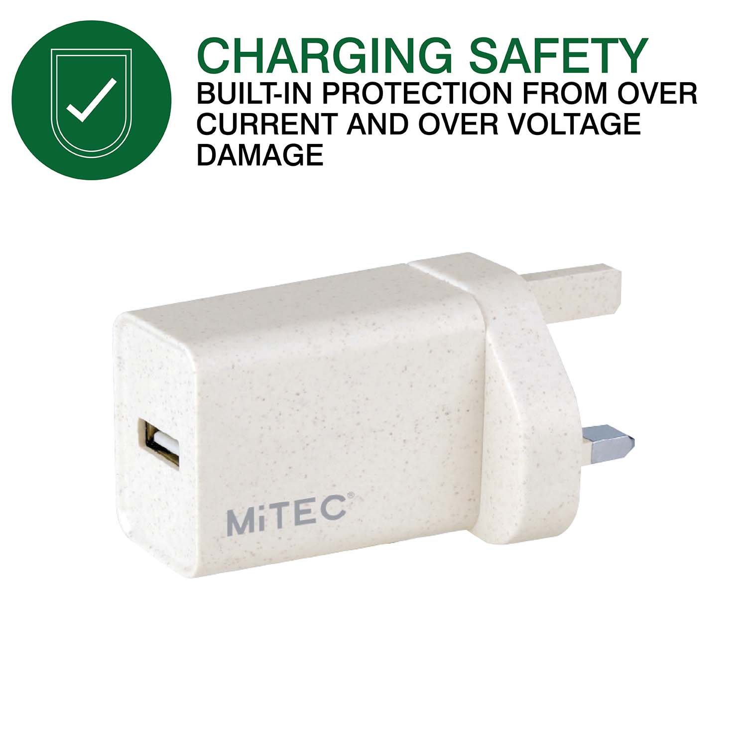 MiTEC BIO Universal 2A USB Mains Charger Beige