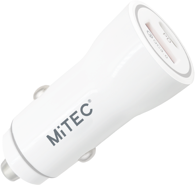 MiTEC MiPOWER Fast USB & PD Car Charger White