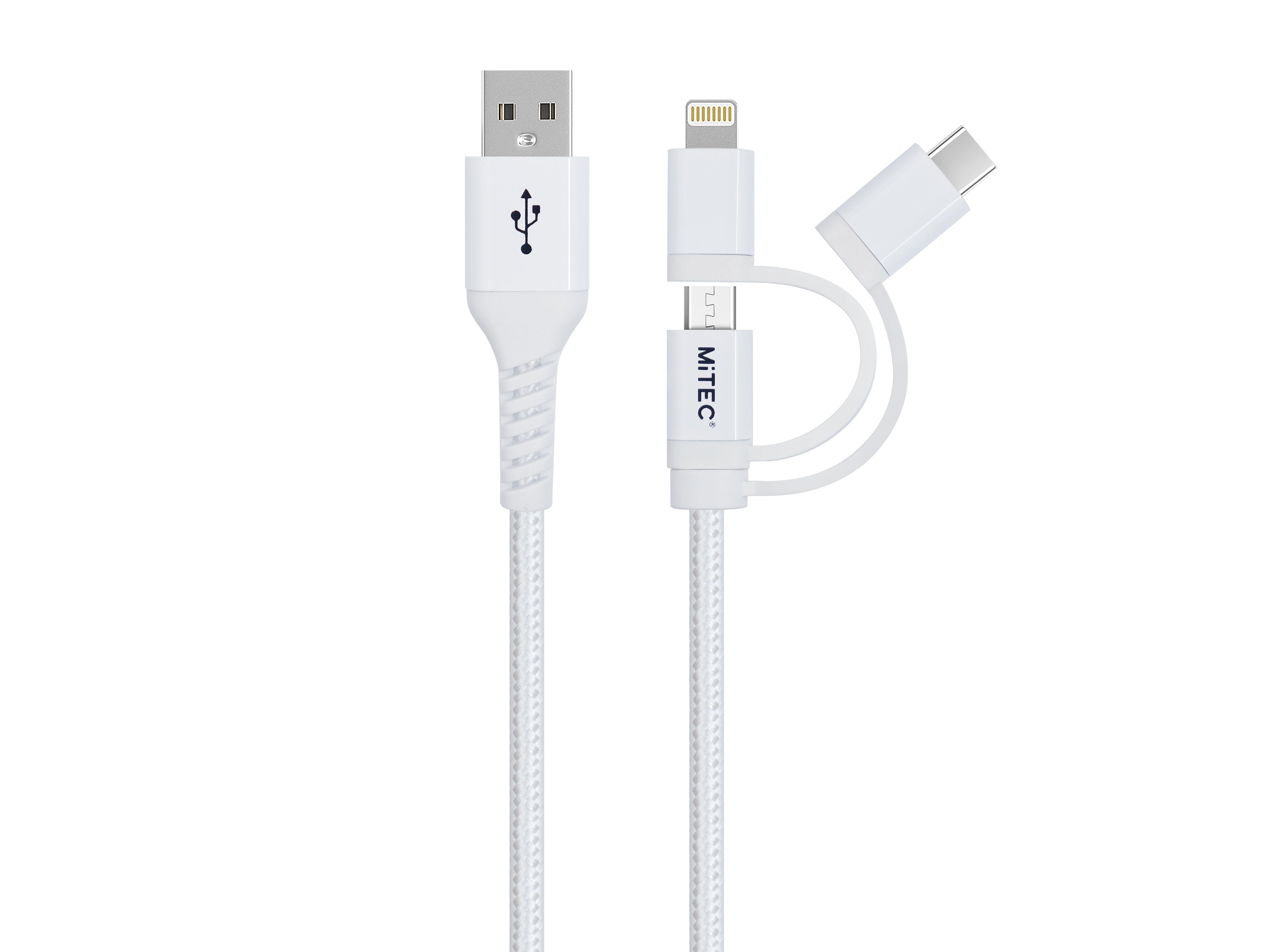 MiTEC UNIVERSAL USB- MFI/Micro/Type-C Cable 1m